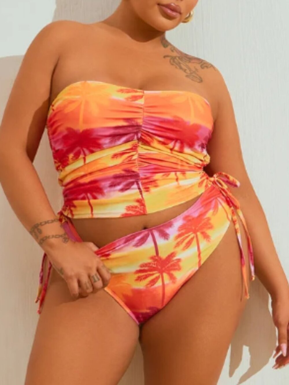 NWT Fashion Nova Size 2X Tankimi Sunset Palm Tree Print